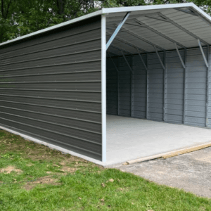 18x25x8 Metal Carport Boxed Eave Roof Enclosed Sides
